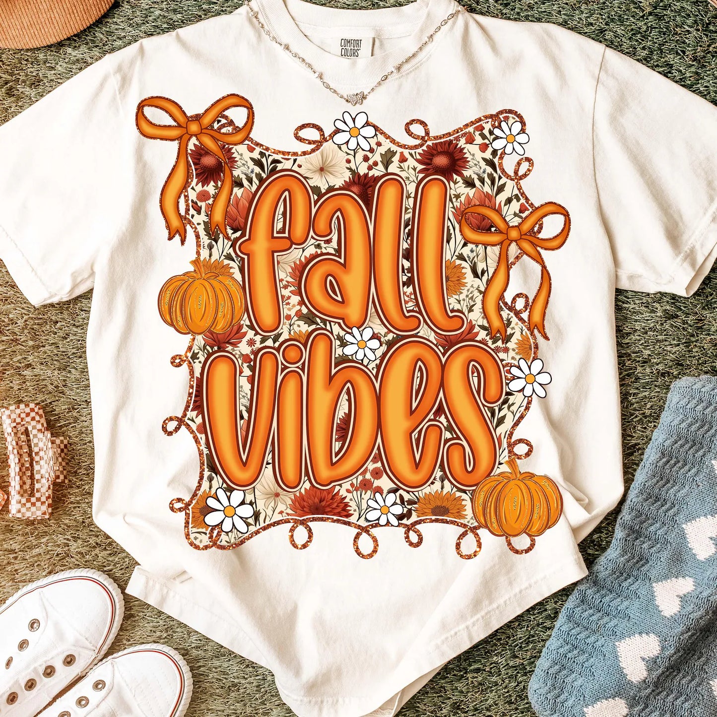 Fall Vibes Floral-Full Color DTF Transfer -2-5 Business Days