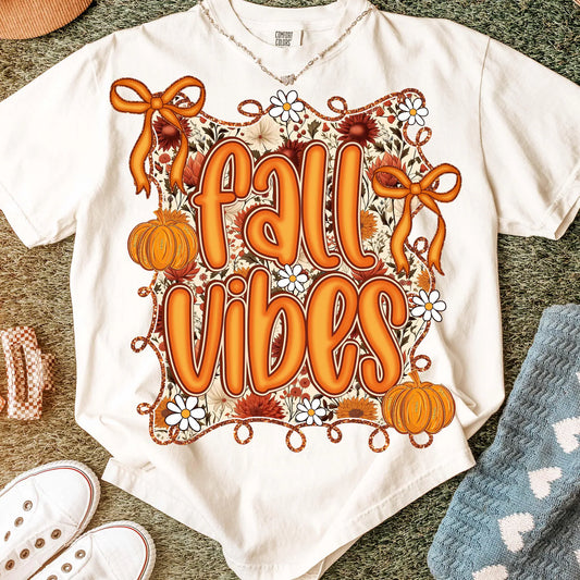 Fall Vibes Floral-Full Color DTF Transfer -2-5 Business Days