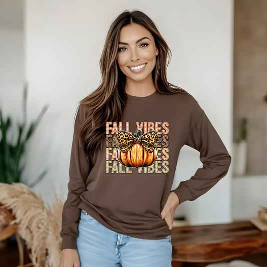 Fall Vibes Repeat and Pumpkin-Full Color-DTF TRANSFER