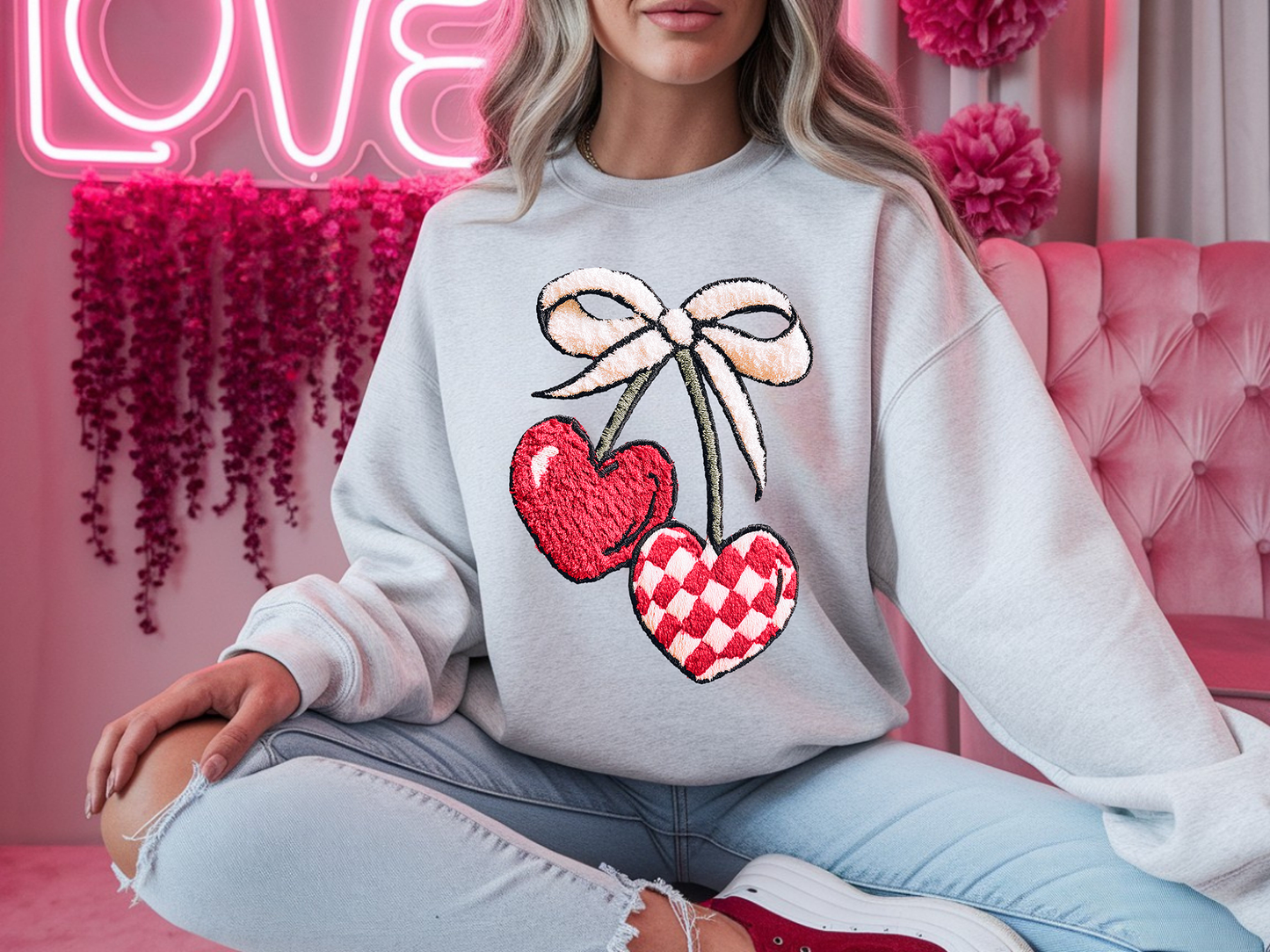 Faux Fuzzy Cherries - Full Color DTF Transfer - Friday New Releases