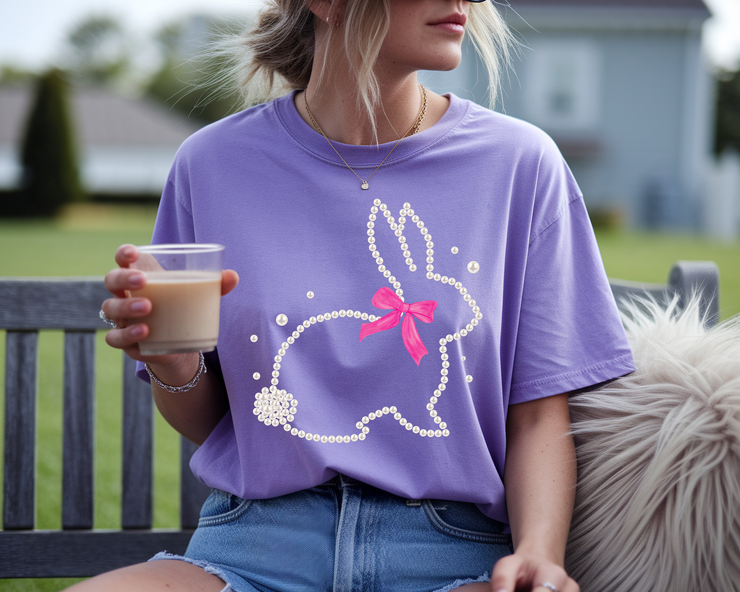 Faux Pearl Bunny - DTF Transfer - Friday New Releases