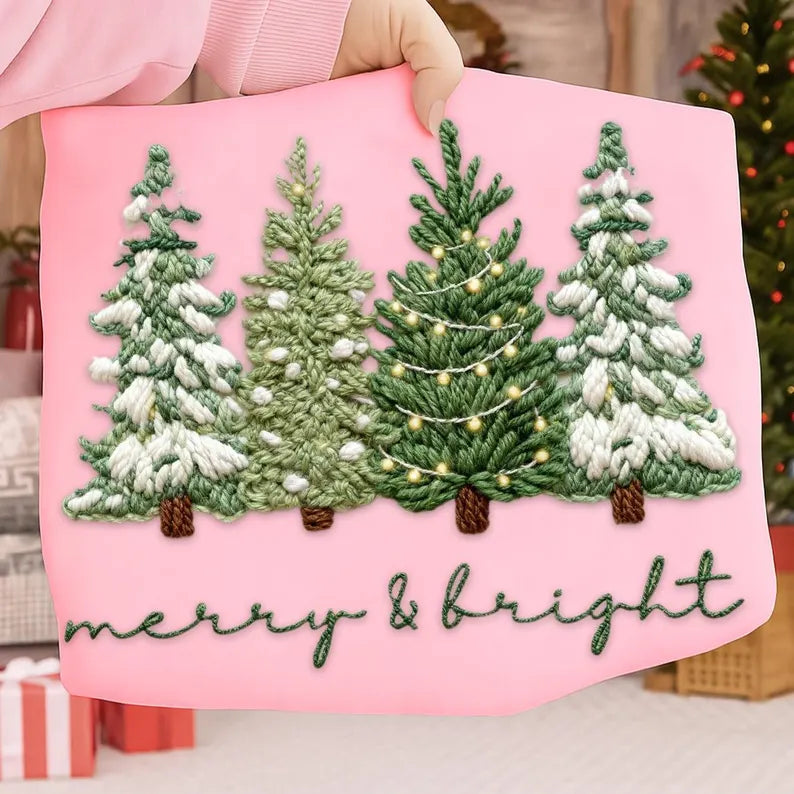 Faux yarn merry and Bright 2- Full Color DTF Transfer -2-5 Business Days