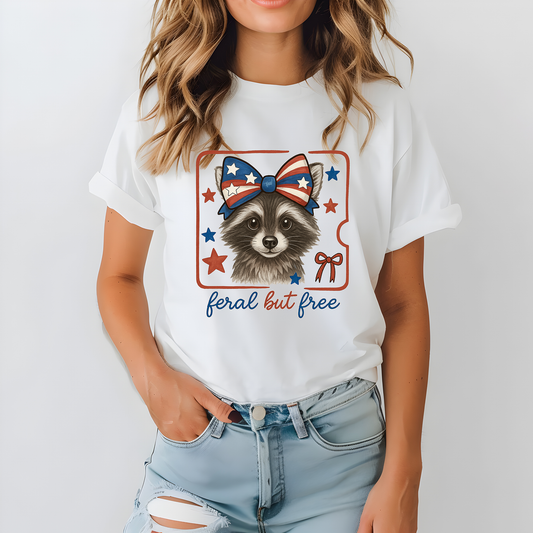 Feral But Free Coquette Patriotic Raccoon