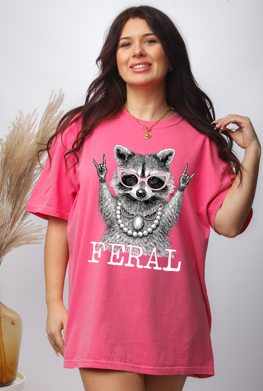 Feral Racoon - White - Full Color - DTF Transfer - 2-5 Business Days