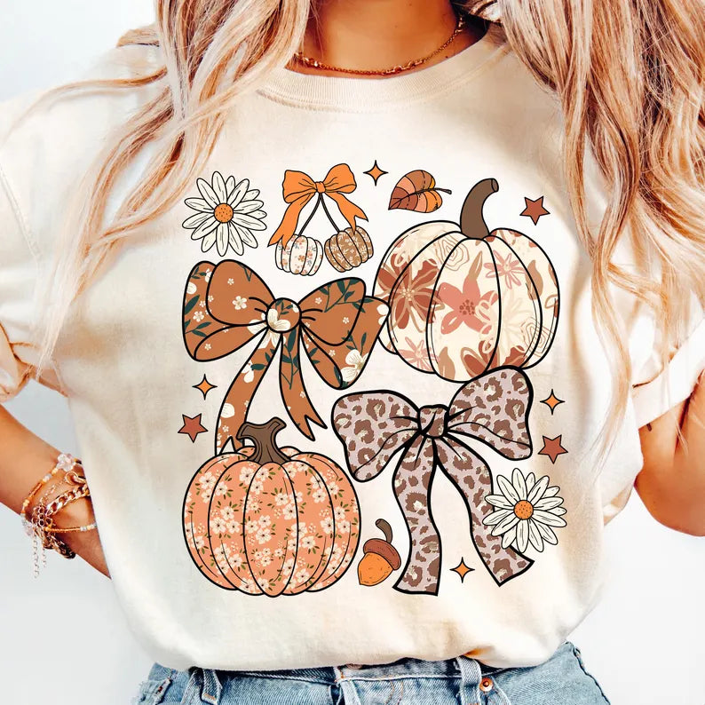 Floral Fall Pumpkin Collage 2- Full Color- DTF TRANSFER-NEW RELEASE