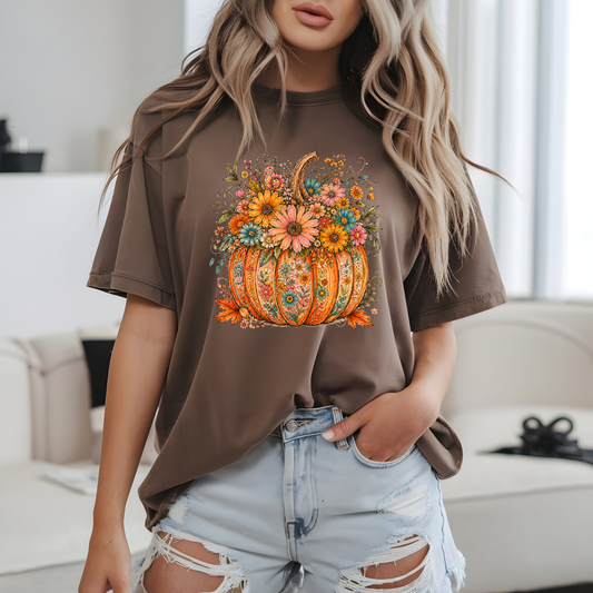 Floral Pumpkin - Full Color DTF TRANSFER - 2-5 Business Days
