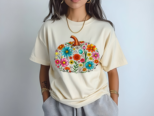 Floral pumpkin-Full Color-DTF TRANSFER
