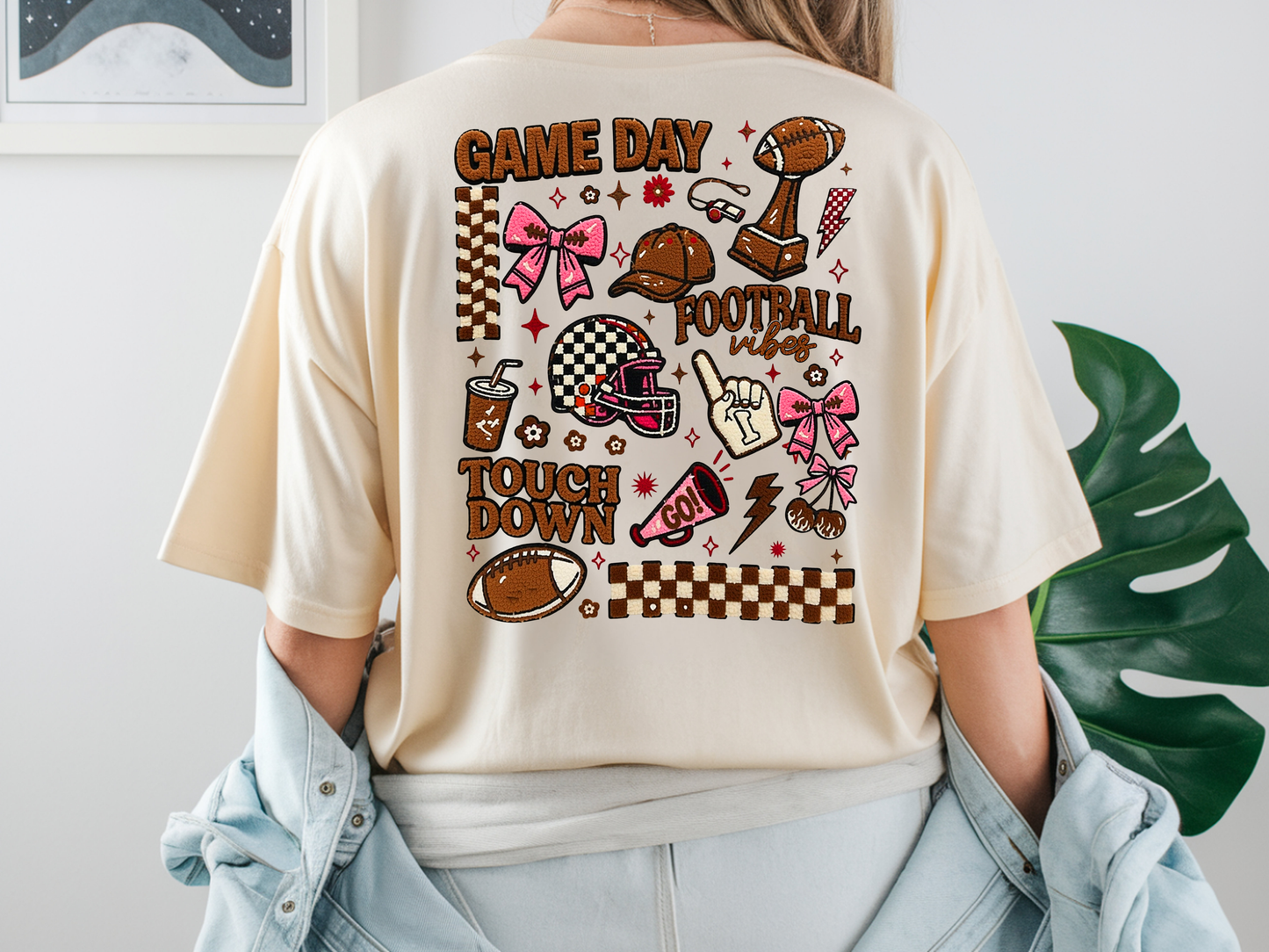 Football Vibes Brown and Cream w/ Pocket - DTF TRANSFER - WHOLESALE