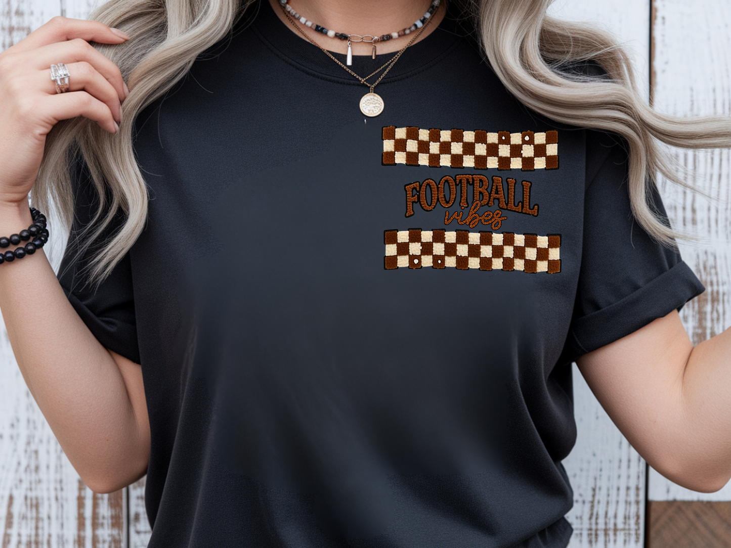 Football Vibes Brown and Cream w/ Pocket - DTF TRANSFER - WHOLESALE