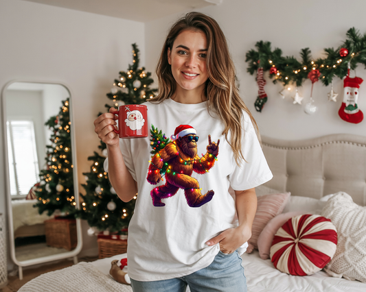 Funny Christmas Lit Sasquatch-Full Color-DTF TRANSFER-2-5 Business Days