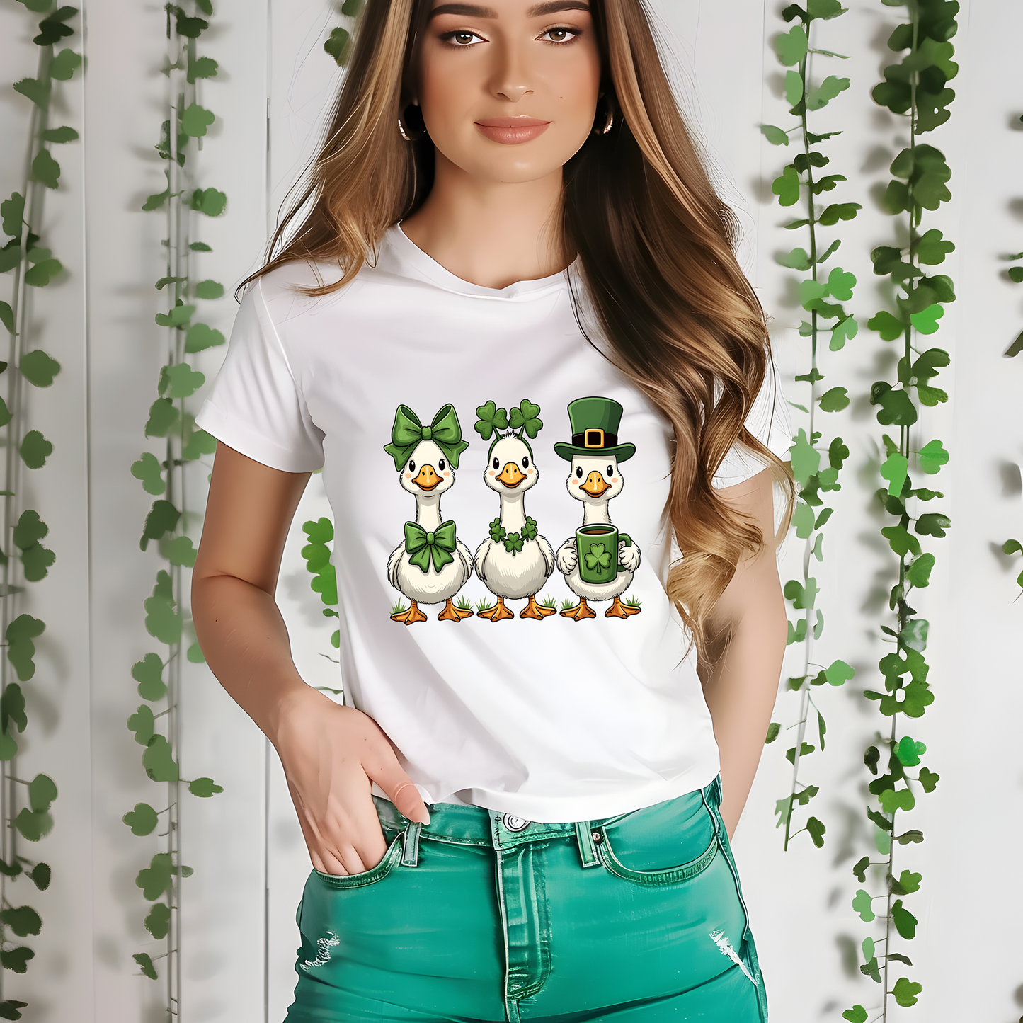 Funny St Patrick's Day Silly Goose-Full Color -DTF Transfer