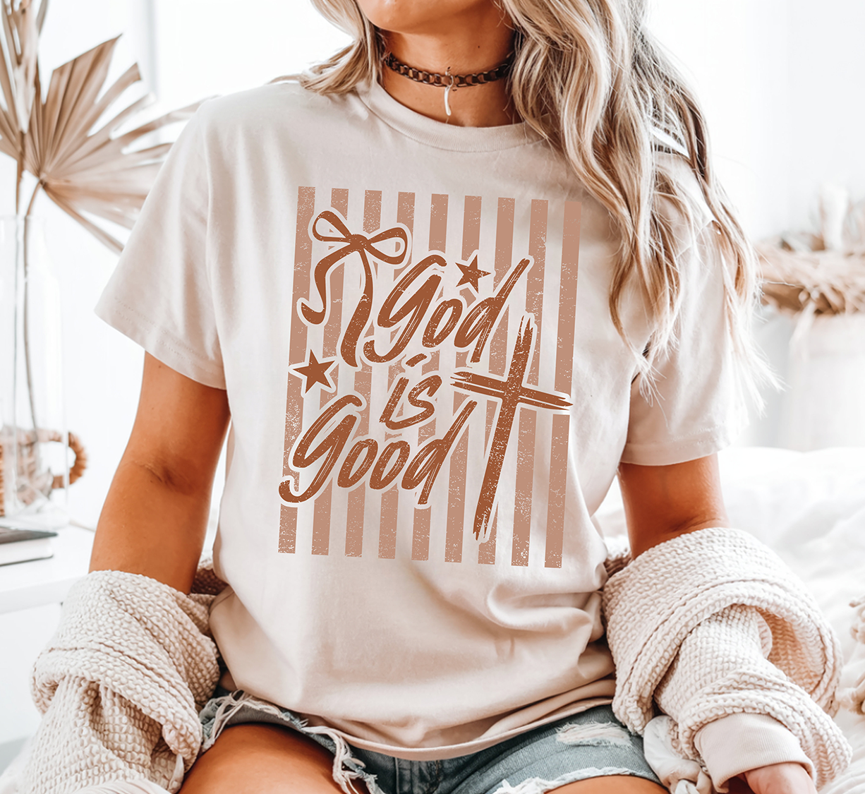 God Is Good Striped Brown - Full Color - DTF Transfer - 2-5 Business Days