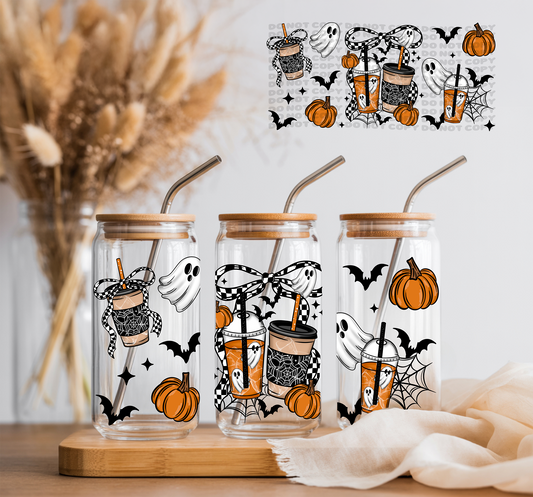 Halloween Coffee Pumpkin- 16 oz UVDTF Wrap - Friday New Releases