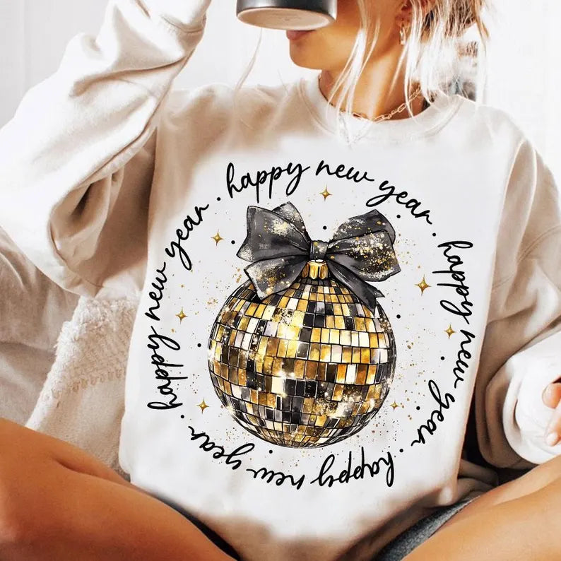 Happy New Year Disco Ball- Full Color DTF Transfer - Friday New Releases
