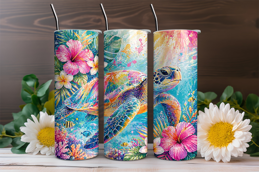Hawaiian Turtle - Full Color - 20oz Tumbler Wrap - Flash Grab Friday