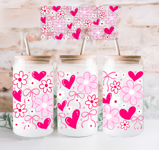 Heart and Flowers- 16 oz UV DTF Cup Wrap - Friday New Releases