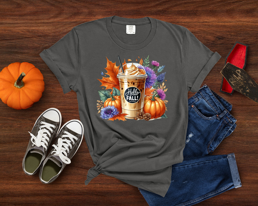 Hello Fall Iced Coffee - Full Color DTF TRANSFER - WHOLESALE