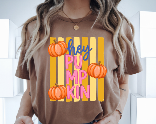 Hey Pumpkin Striped - Full Color - DTF Transfer - WHOLESALE