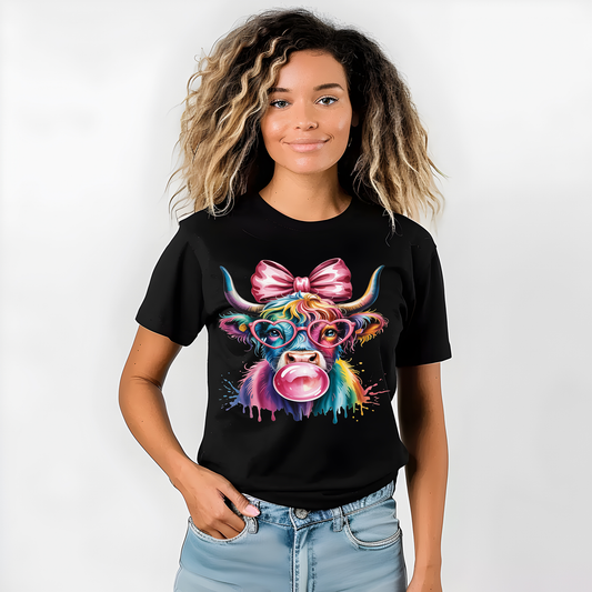Highland Cow Bubblegum-Full Color-DTF TRANSFER