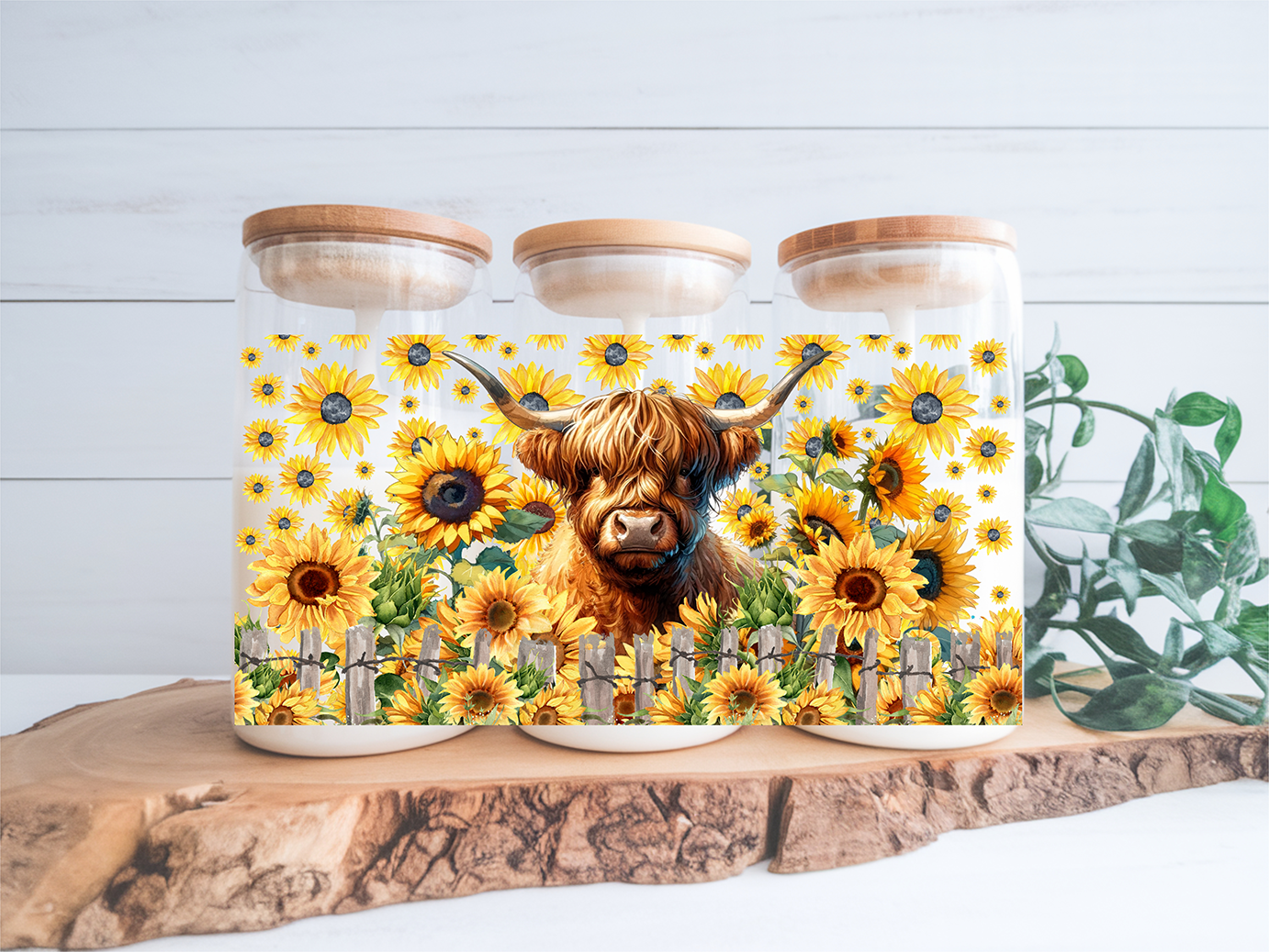 Highland Cow & Sunflowers - UV DTF PRINT