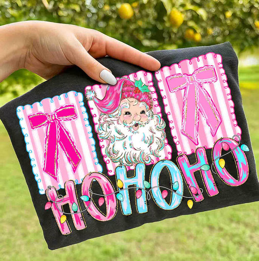 Ho Ho Ho Stamps- Hand Painted Vintage - Full Color DTF Transfer - Friday New Releases