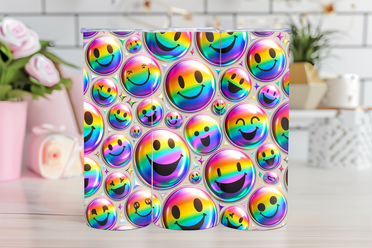 Holographic Smilies- 20oz TUMBLER WRAP