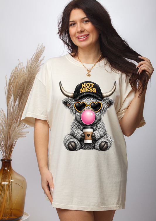 Hot Mess Highland Cow - Full Color - DTF Transfer - Flash Grab Friday