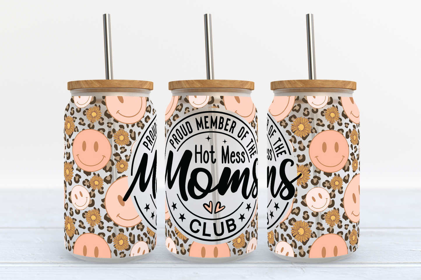 Hot Mess Mom Smilies - UV DTF PRINT