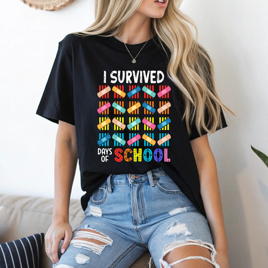 I-Survived-100-Days-Of-School-Full Color-DTF TRANSFER-2-5 Business Days