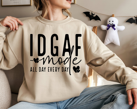 IDGAF Mode- Single Color- DTF TRANSFER- WHOLESALE
