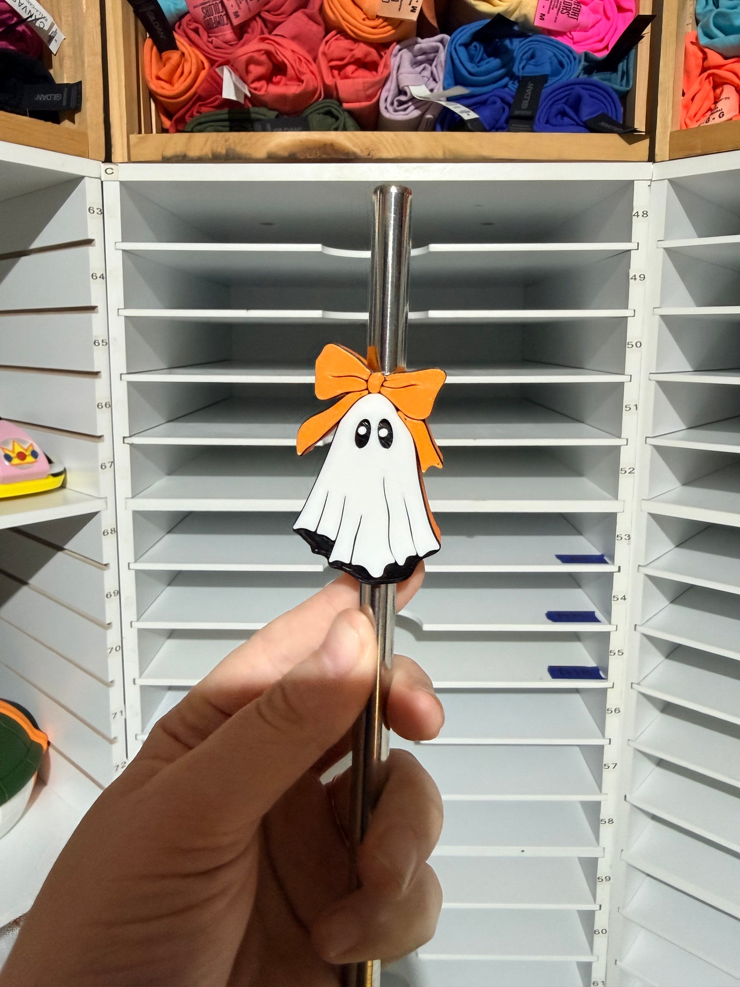 Orange Bow Ghostie - Straw Topper - Fit's up to 40oz - Grab It Tuesday