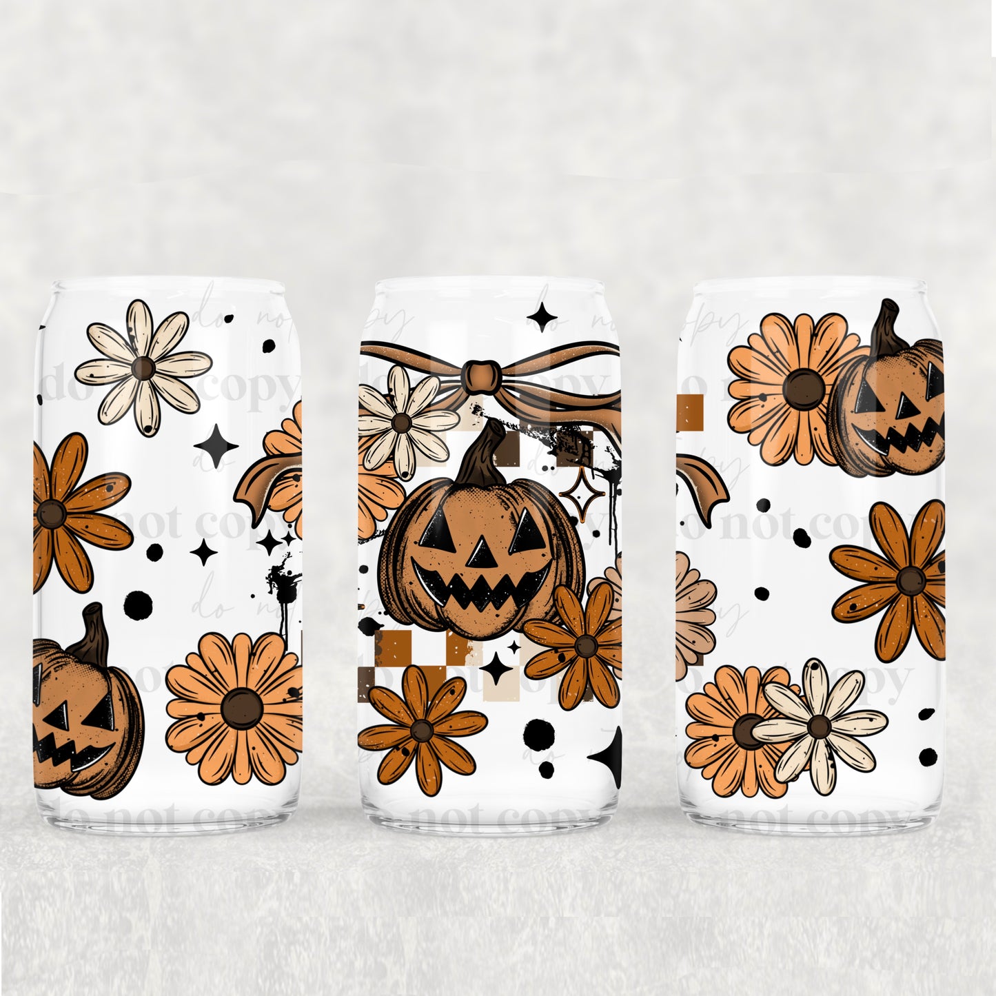 Spooky Pumpkin Florals - 16 oz UVDTF Wrap - RTS