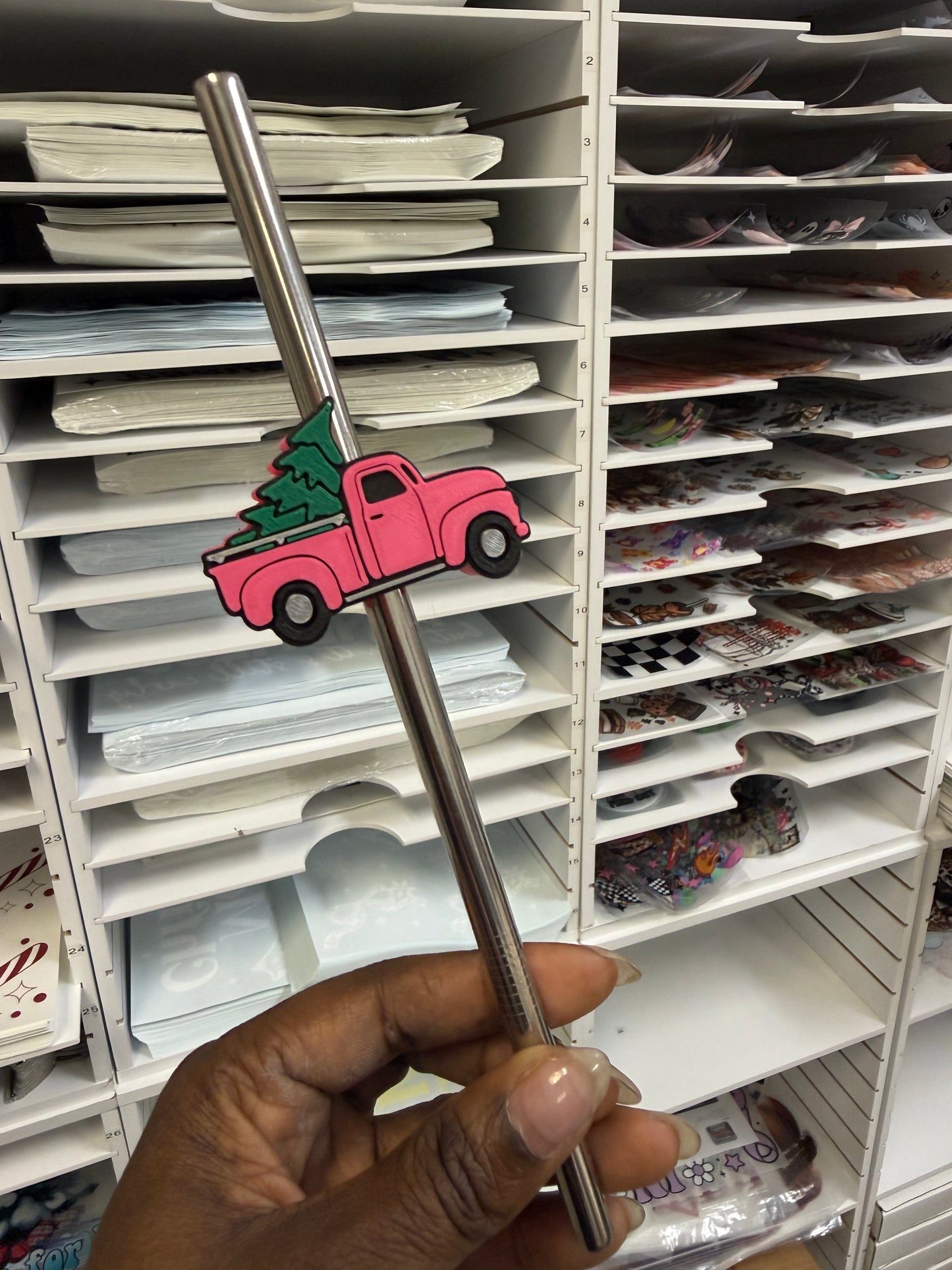 Pink Truck - 8mm Straw Topper (Standard Straw Size) Straw Not Included