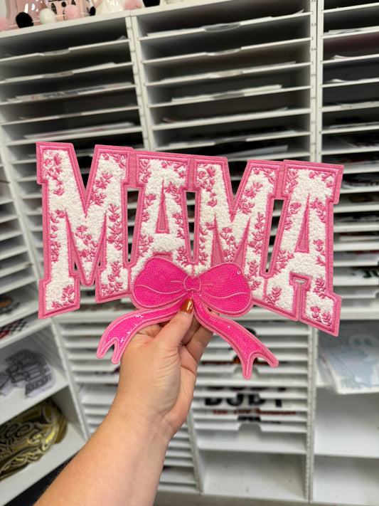 Mama Floral Pink - Chenille Patch - RTS
