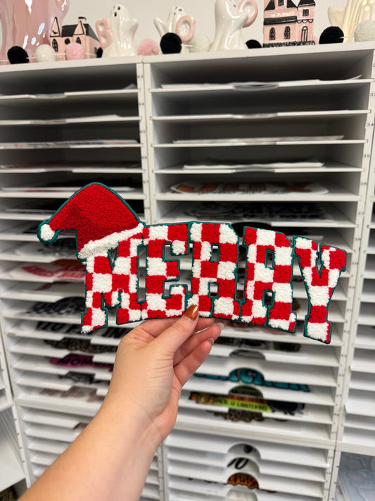 Merry Checkered - Chenille Patch - RTS