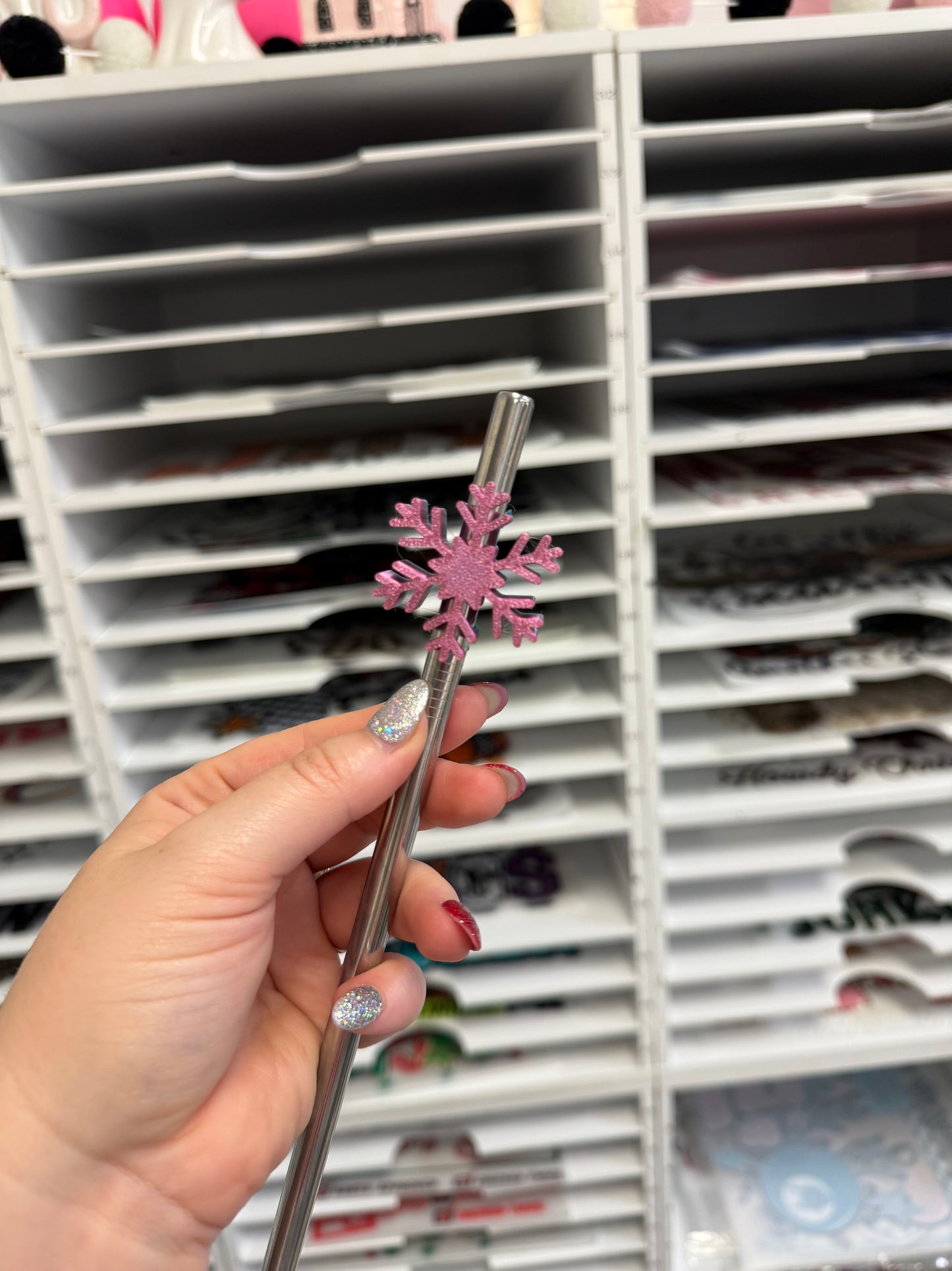 Snowflake- 8mm Straw Topper (Standard Straw Size) Straw Not Included