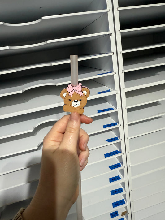 Pink Bear- Straw Topper - Fits up to 40oz- Friday New Releases