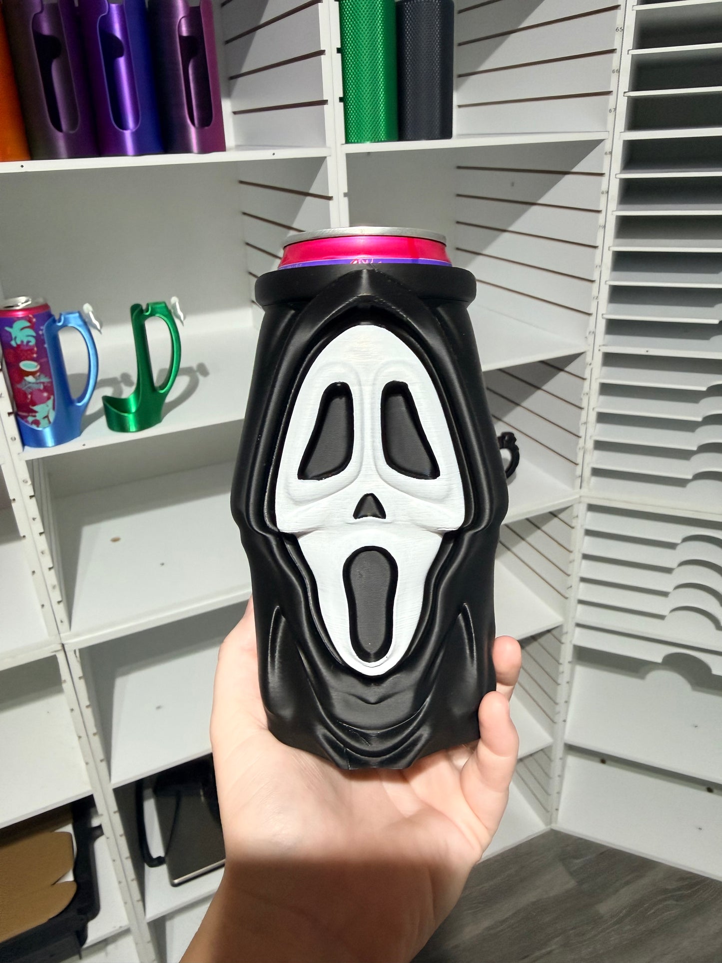 Ghosty Face - 12oz Skinny Can Holder - 3D Printed - Flash Grab Friday