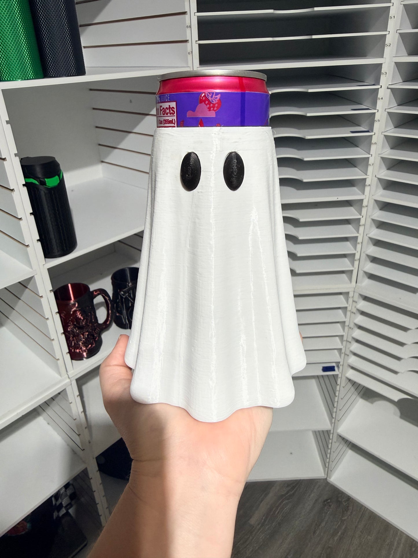 Cute Ghost - 12oz Skinny Can Holder - 3D Printed - Flash Grab Friday