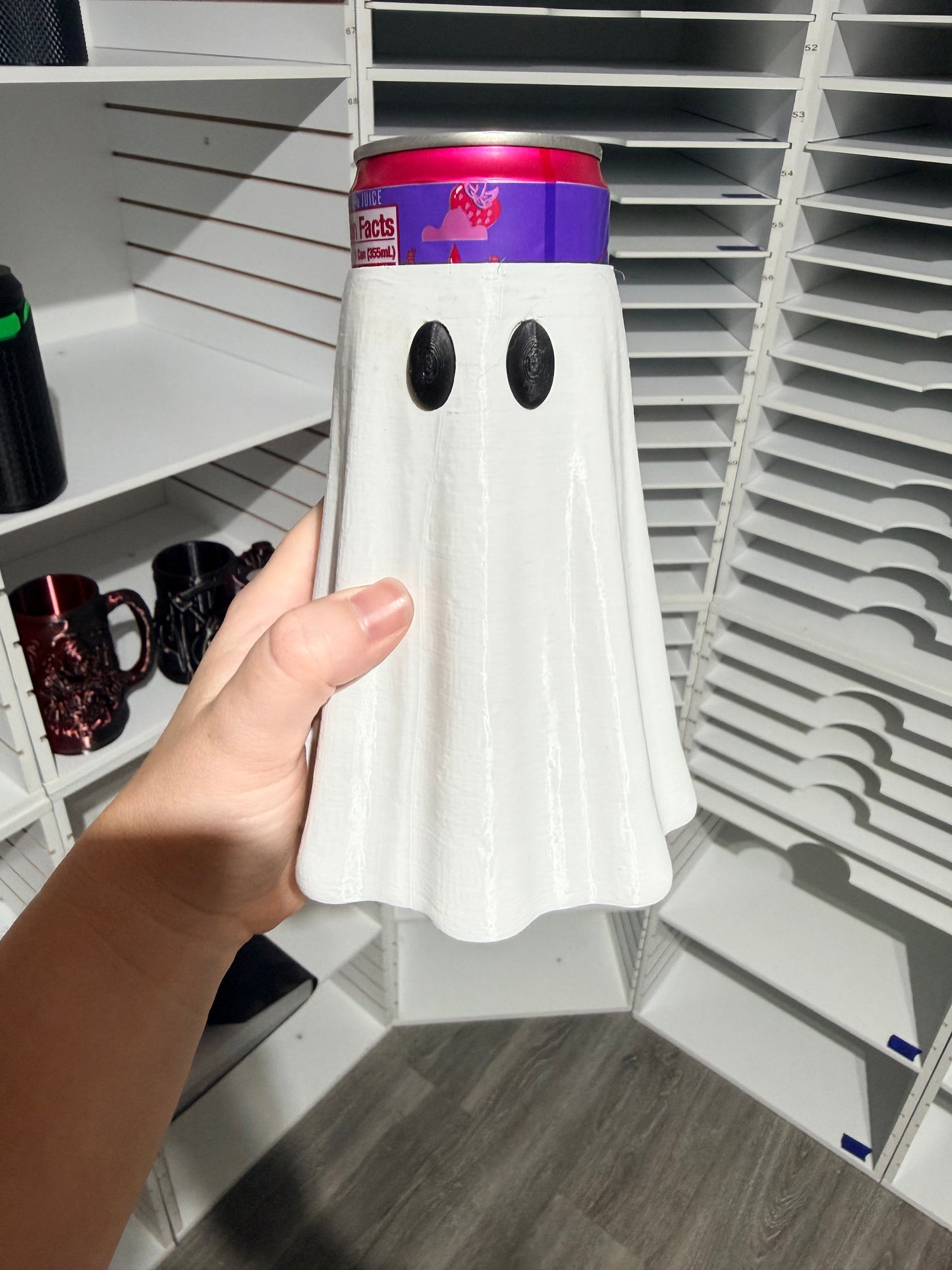 Cute Ghost - 12oz Skinny Can Holder - 3D Printed - Flash Grab Friday