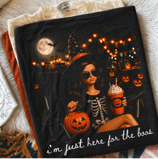 I'm Just Here For The Boos - White Writing - Full Color DTF Transfer - Flash Grab Friday