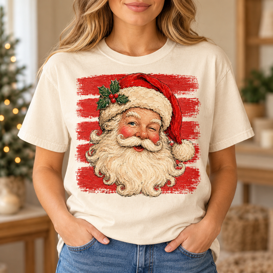 Hand painted Santa- Full Color DTF TRANSFER