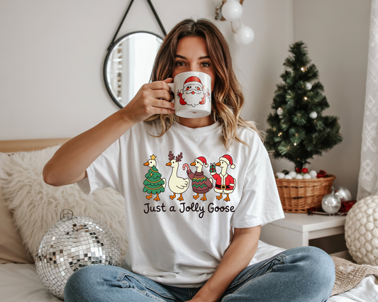Just A Jolly Goose Cute Christmas-Full Color - DTF TRANSFER - 2-5 Business Days
