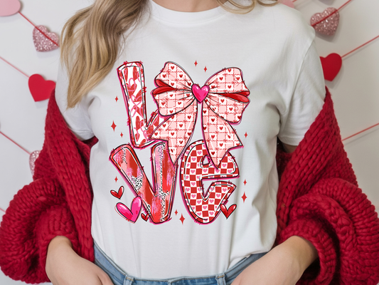 LOVE Coquette Bow-Full Color -DTF Transfer-2-5 Business Days