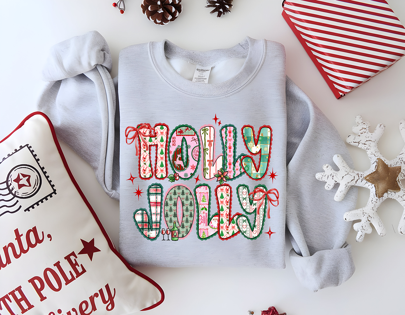 Lace Holly Jolly -Full Color DTF Transfer -2-5 Business Days