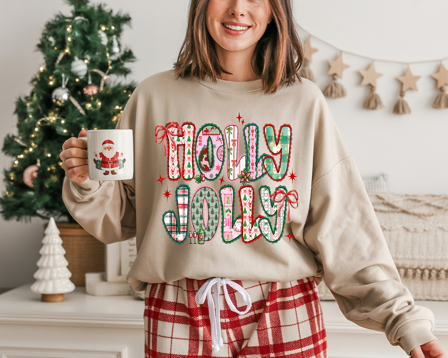Lace Holly Jolly -Full Color DTF Transfer -2-5 Business Days