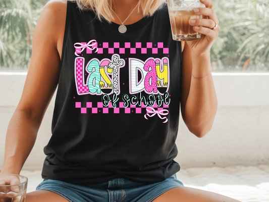 Last Day of School Checker - Full Color - DTF Transfer - 2-5 Business Days