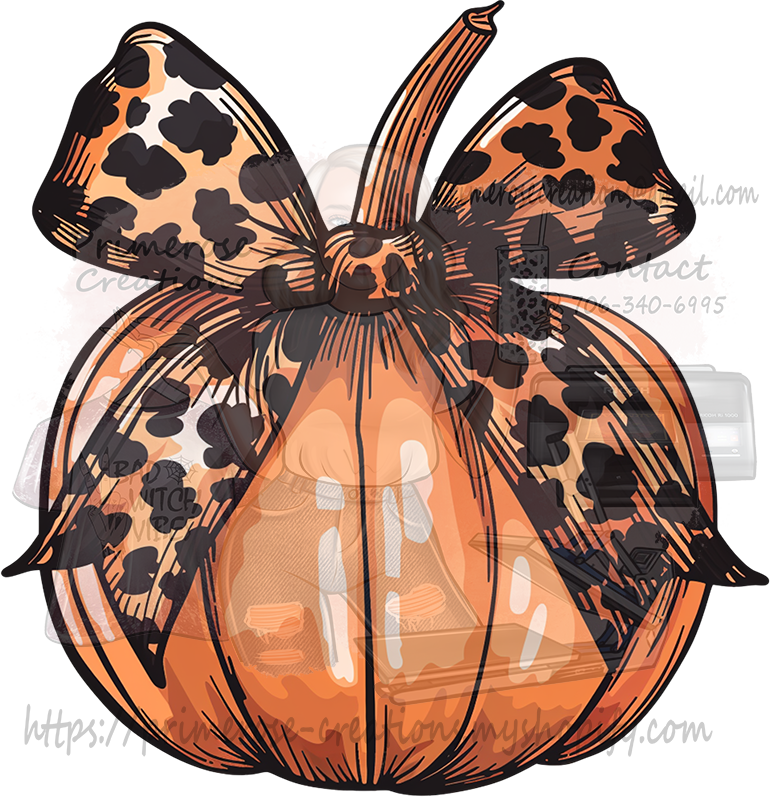 Leopard Coquette Bow and Pumpkin