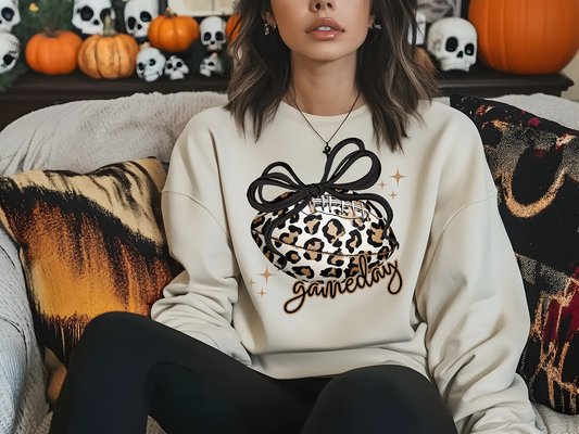 Leopard Game Day Football Brown - Full Color DTF Transfer - 2-5 Business Days