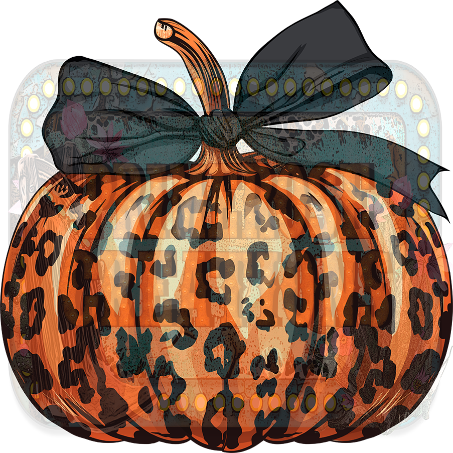 Leopard Pumpkin and Black Coquette Bow